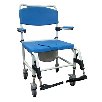 CHAISE DE DOUCHE / D'AISANCE BARIATRIQUE SUR ROUES